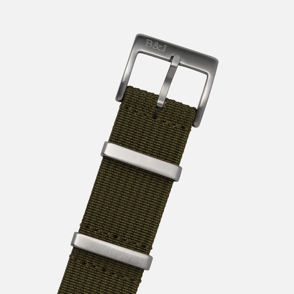 Olive Green 19mm Nylon Watch Band Army Green Ribbed Nylon